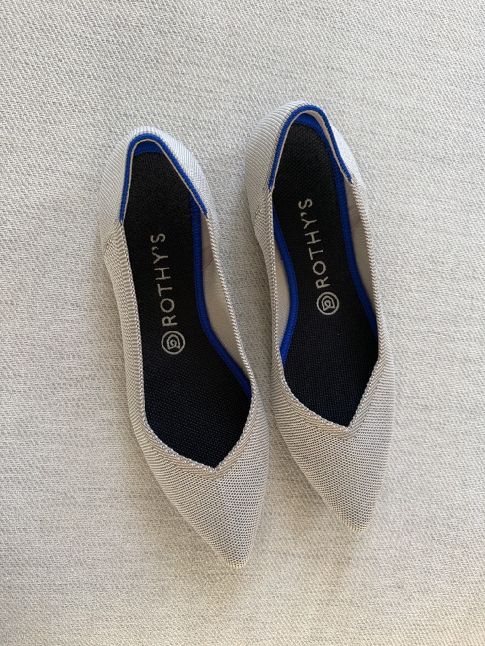 Authentic Rothy's Pointed Knit Flats in Light Gray size 9.5